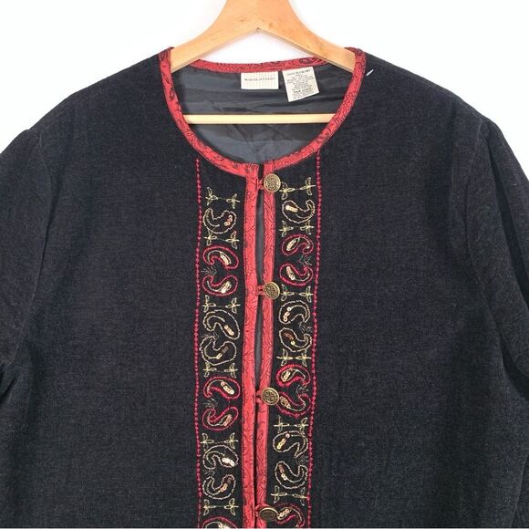 White Stag Vintage Black Embroidered Zip Front Jacket Size XL - Picture 5 of 15